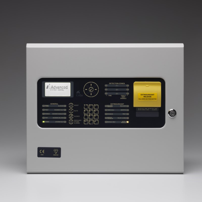 EX-3001 Extinguishing control panel, 3 detection zones + single release output (face) [1] 800 x 800