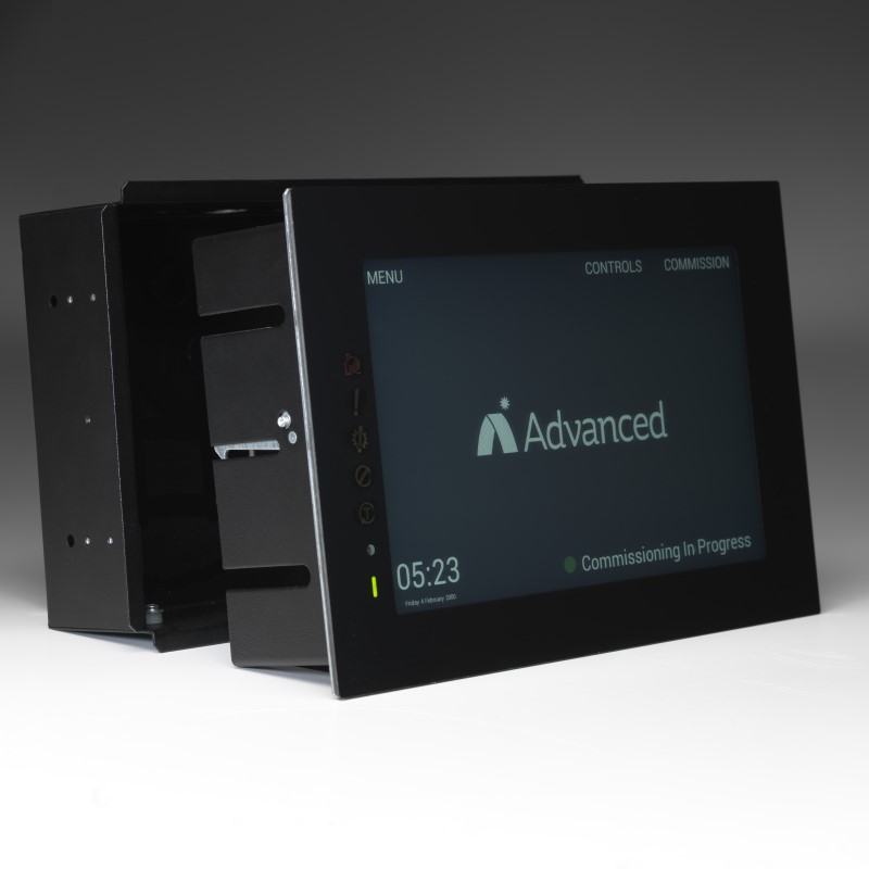 Touch-10 touch-screen terminal without bezel, dark logo, 2-part installation (angle) 800 x 800